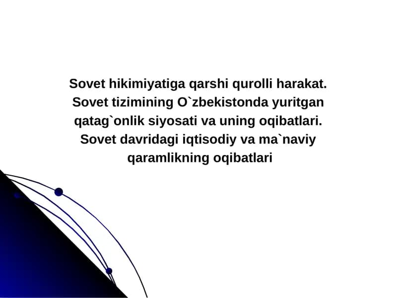 Sovet hokimiyatining O'zbekistonda yuritgan qatag'onlik siyosati va uning oqibatlari