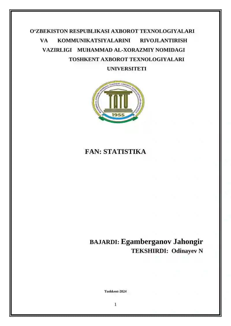 Statistika fanidan misol