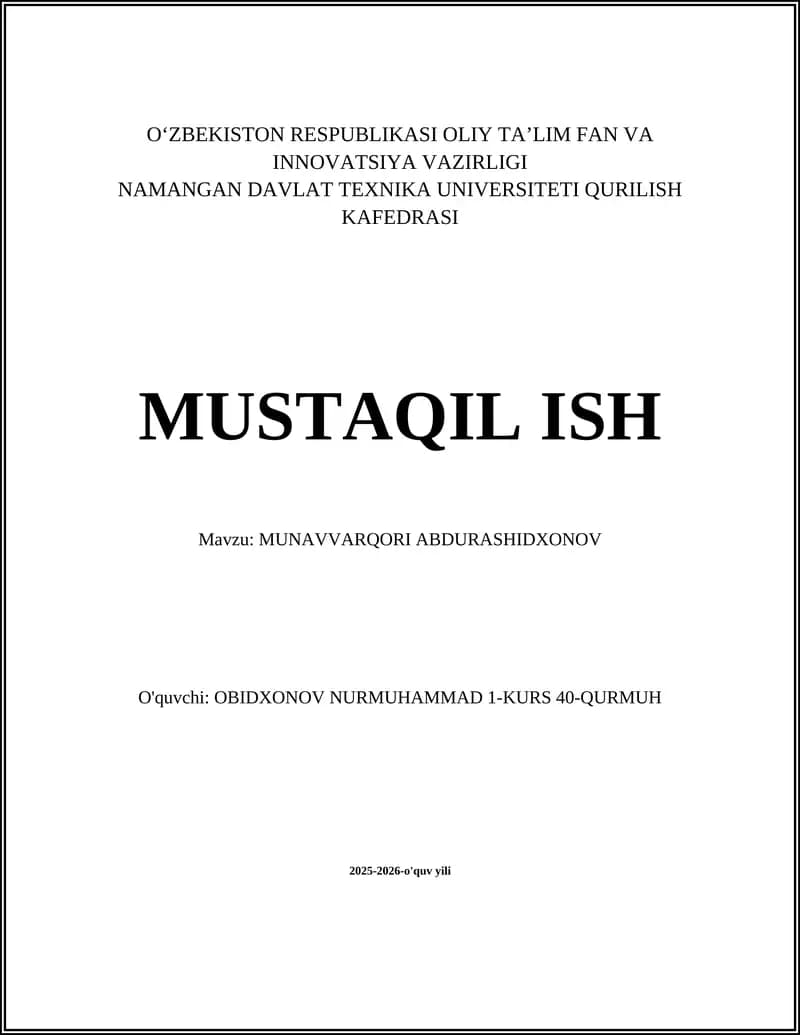 MUNAVVARQORI ABDURASHIDXONOV
