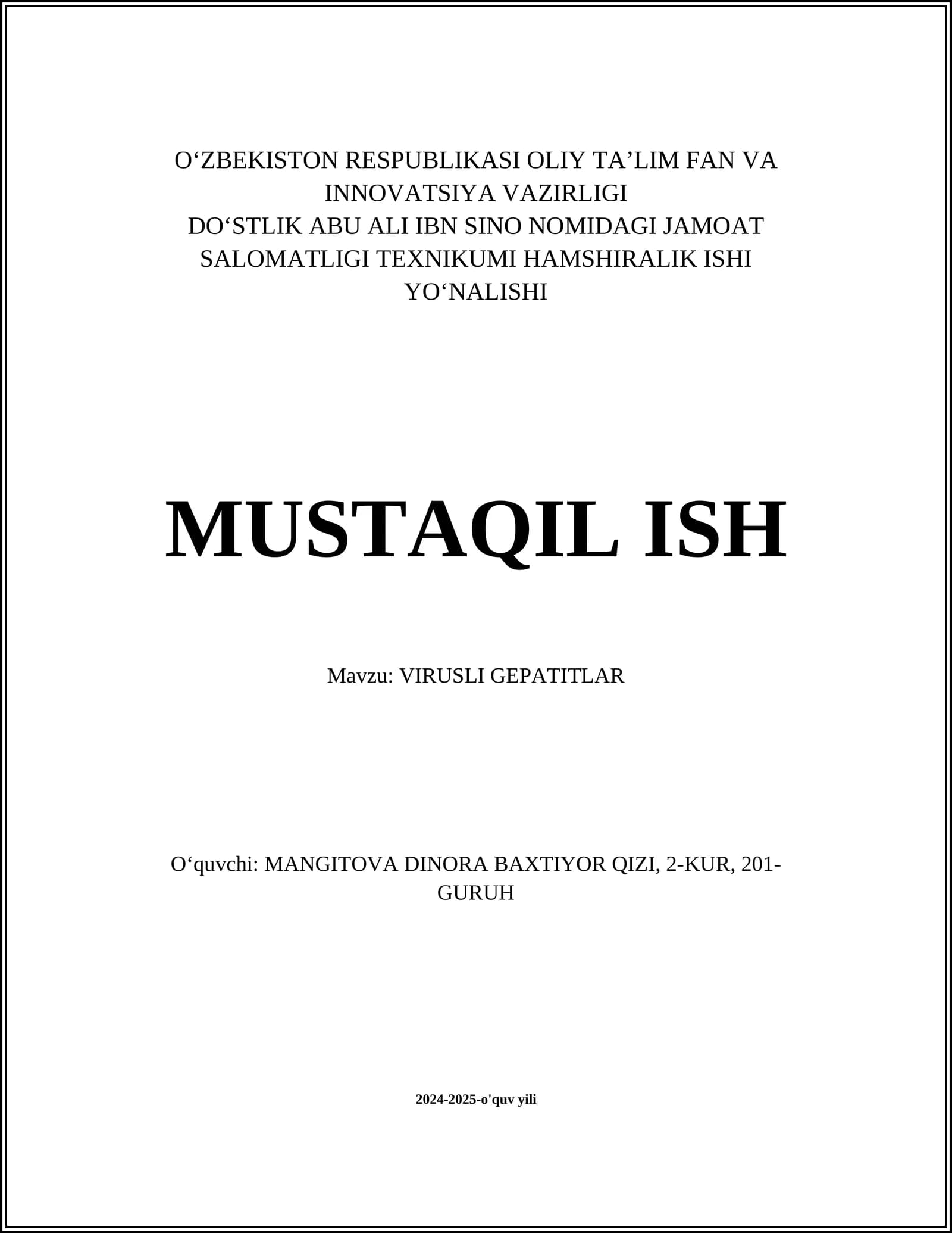 VIRUSLI GEPATITLAR