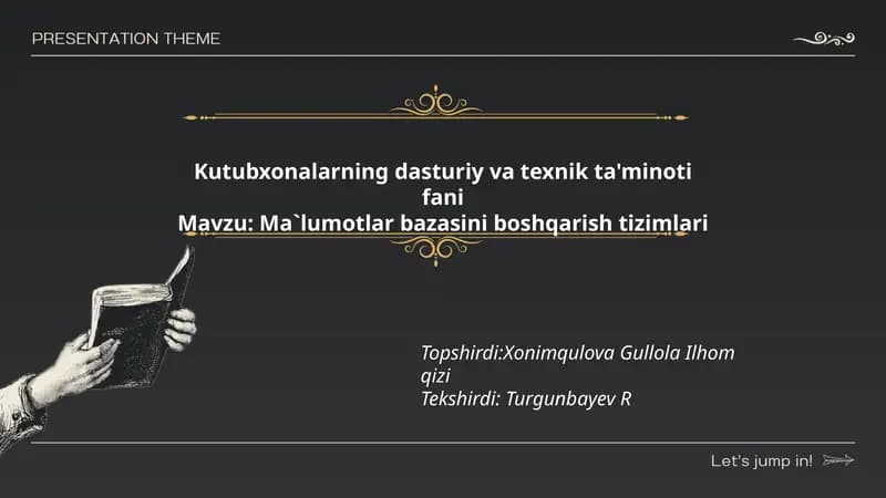 Ma`lumotlar bazasini boshqarish tizimlari
