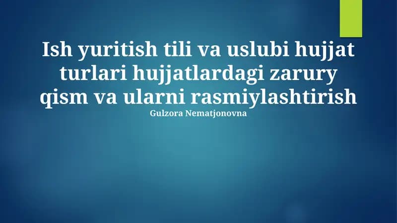 Ish yuritish tili va uslubi