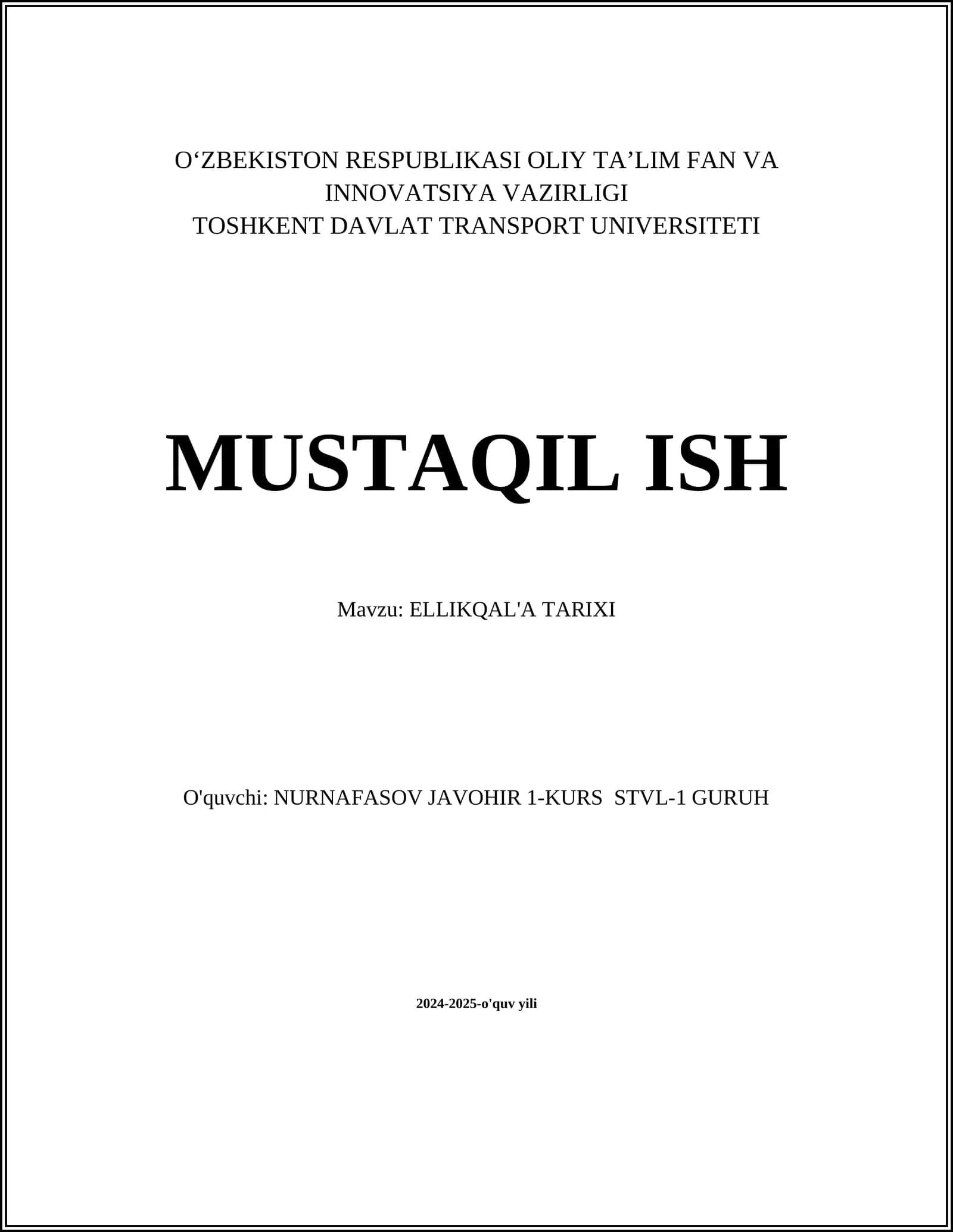 ELLIKQAL'A TARIXI