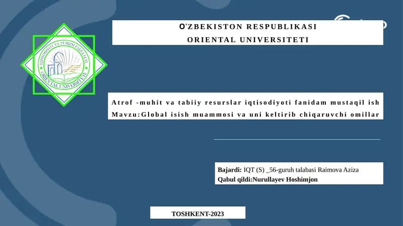 Globalisish muammosi va uning echiladigan tajribalari