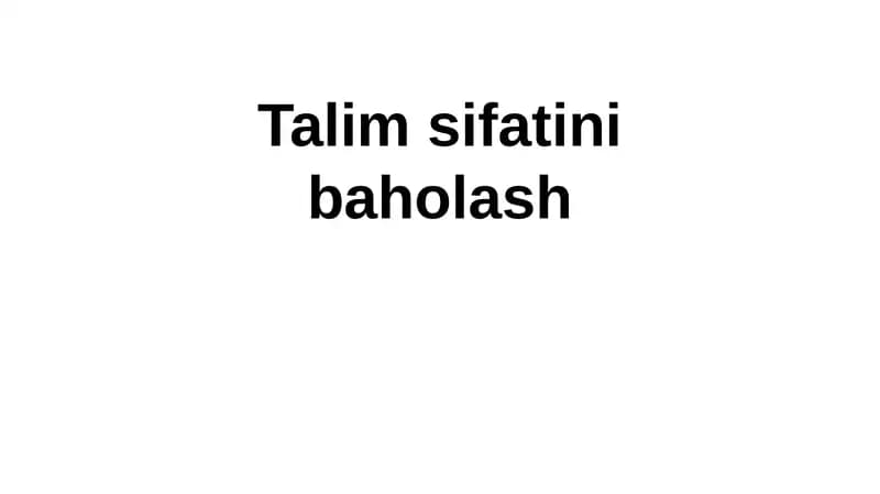 Talim sifatini baholash