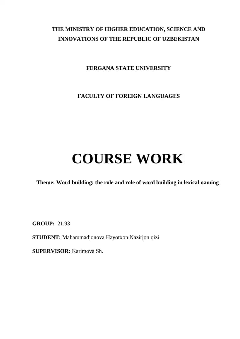 Word building: the role and role of word building in lexical naming