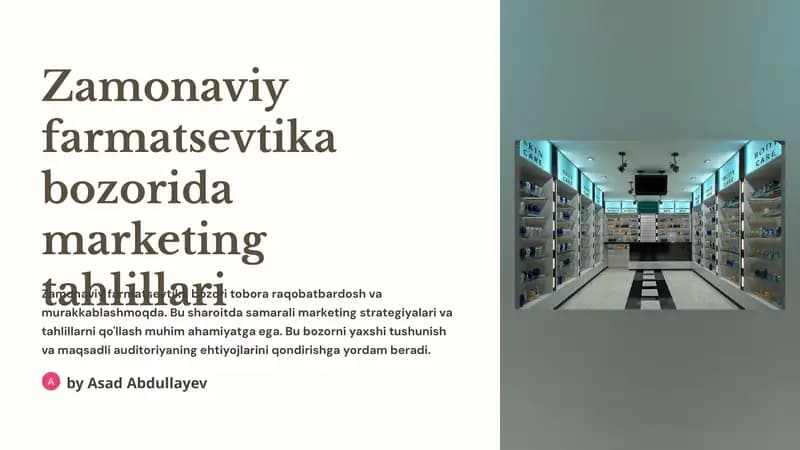 Zamonaviy farmatsevtika bozorida marketing tahlillari