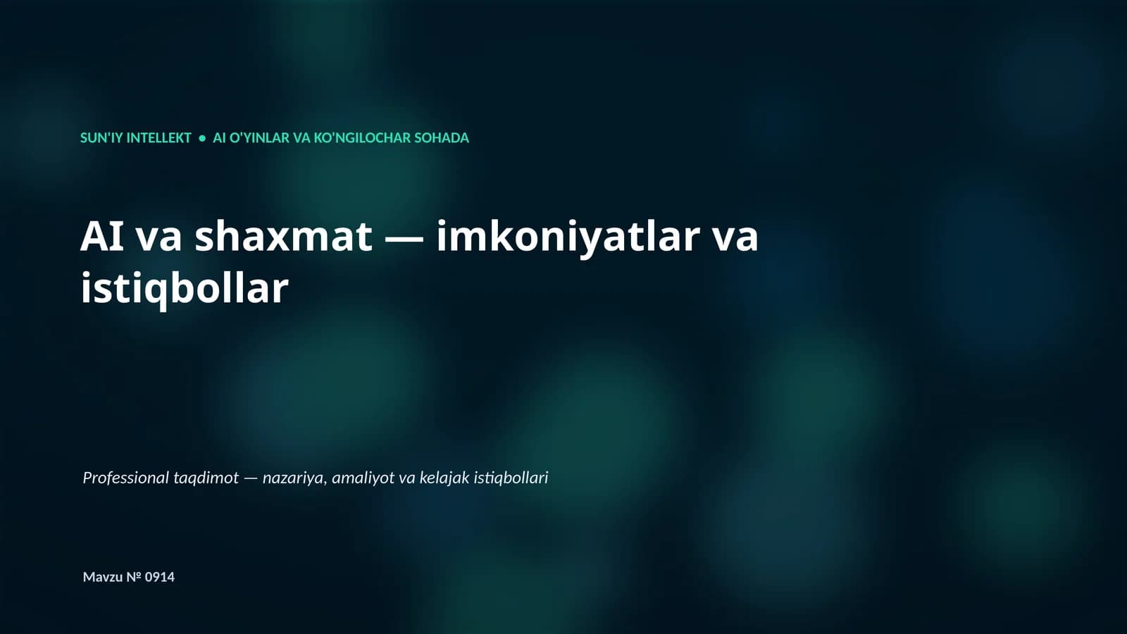 SUN'IY INTELLEKT • AI O'YINLAR VA KO'NGILOCHAR SOHADA