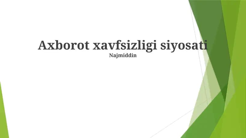 Axborot xavfsizligi siyosati