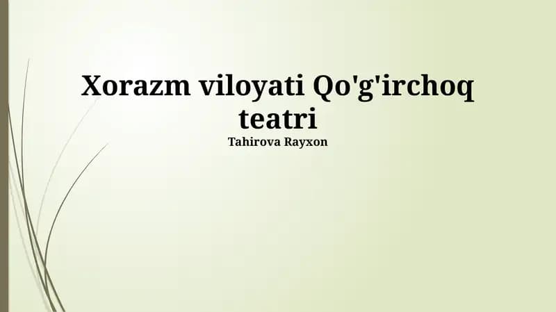 Xorazm Viloyati Qo'g'irchoq Teatri