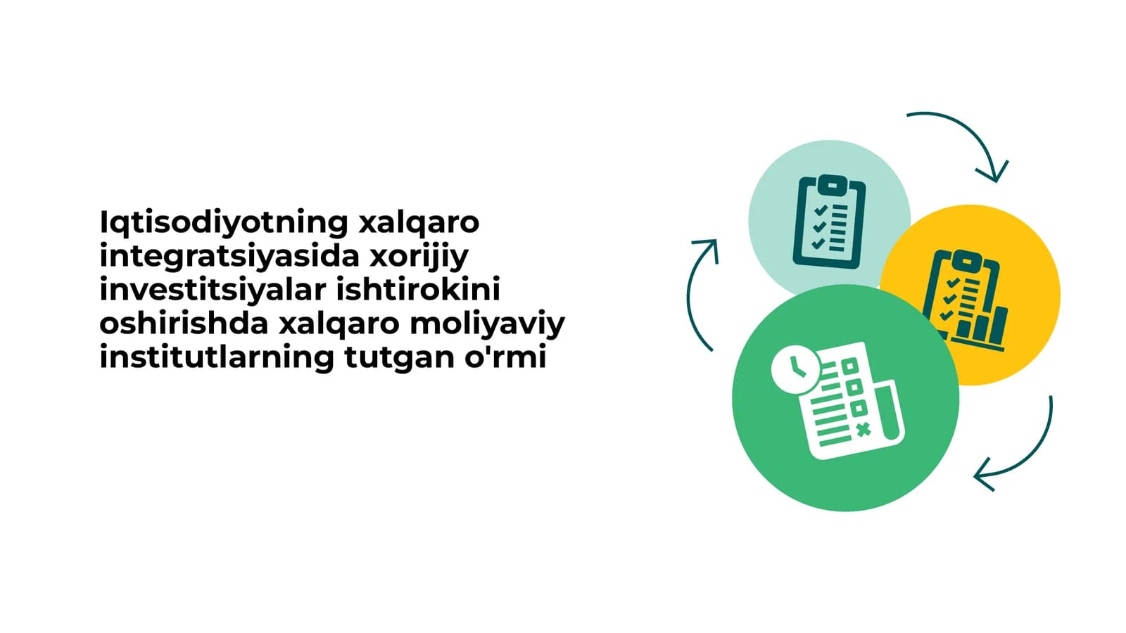 Iqtisodiyotning xalqaro integratsiyasida xorijiy investitsiyalar ishtirokini oshirishda xalqaro o'rn