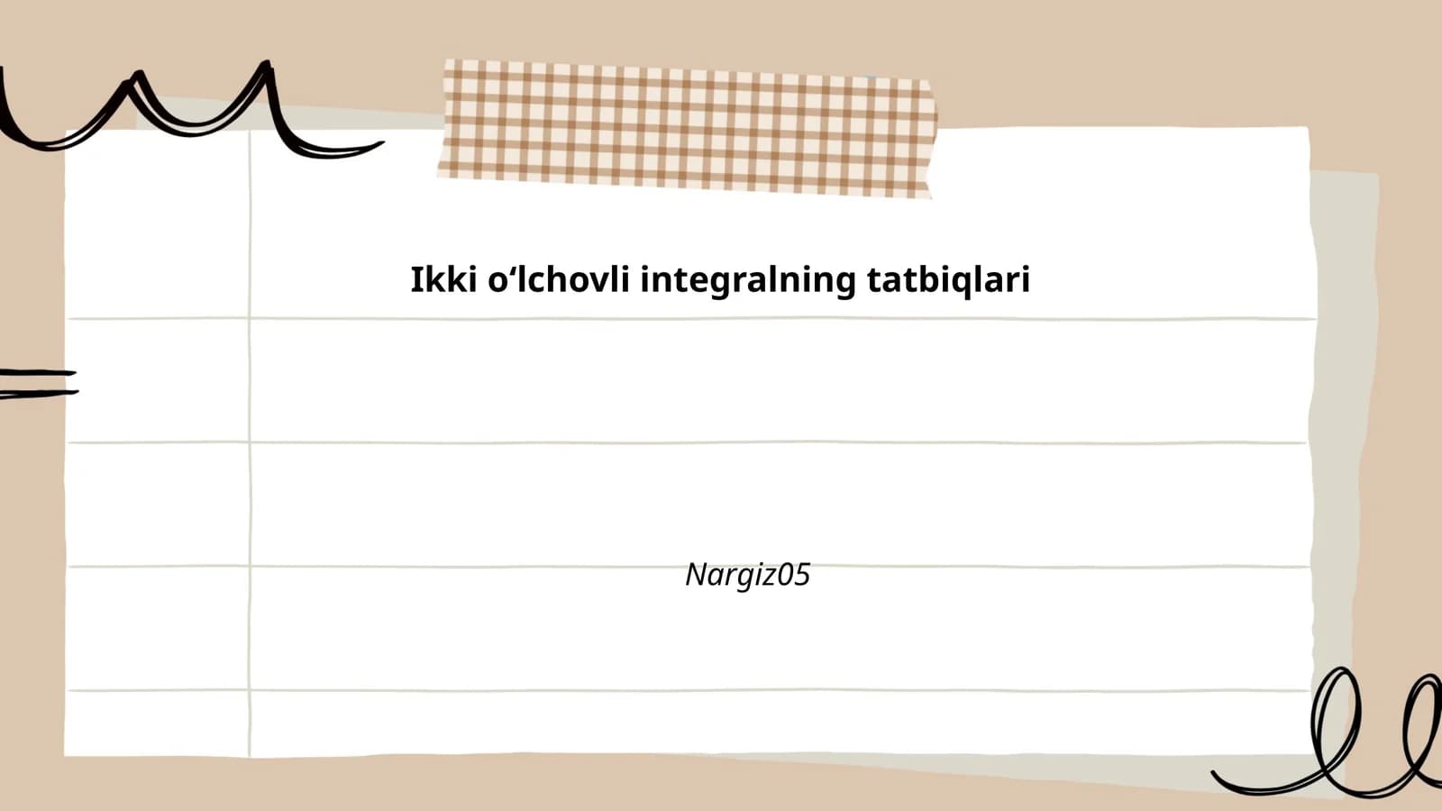 Ikki oʻlchovli integralning tatbiqlari