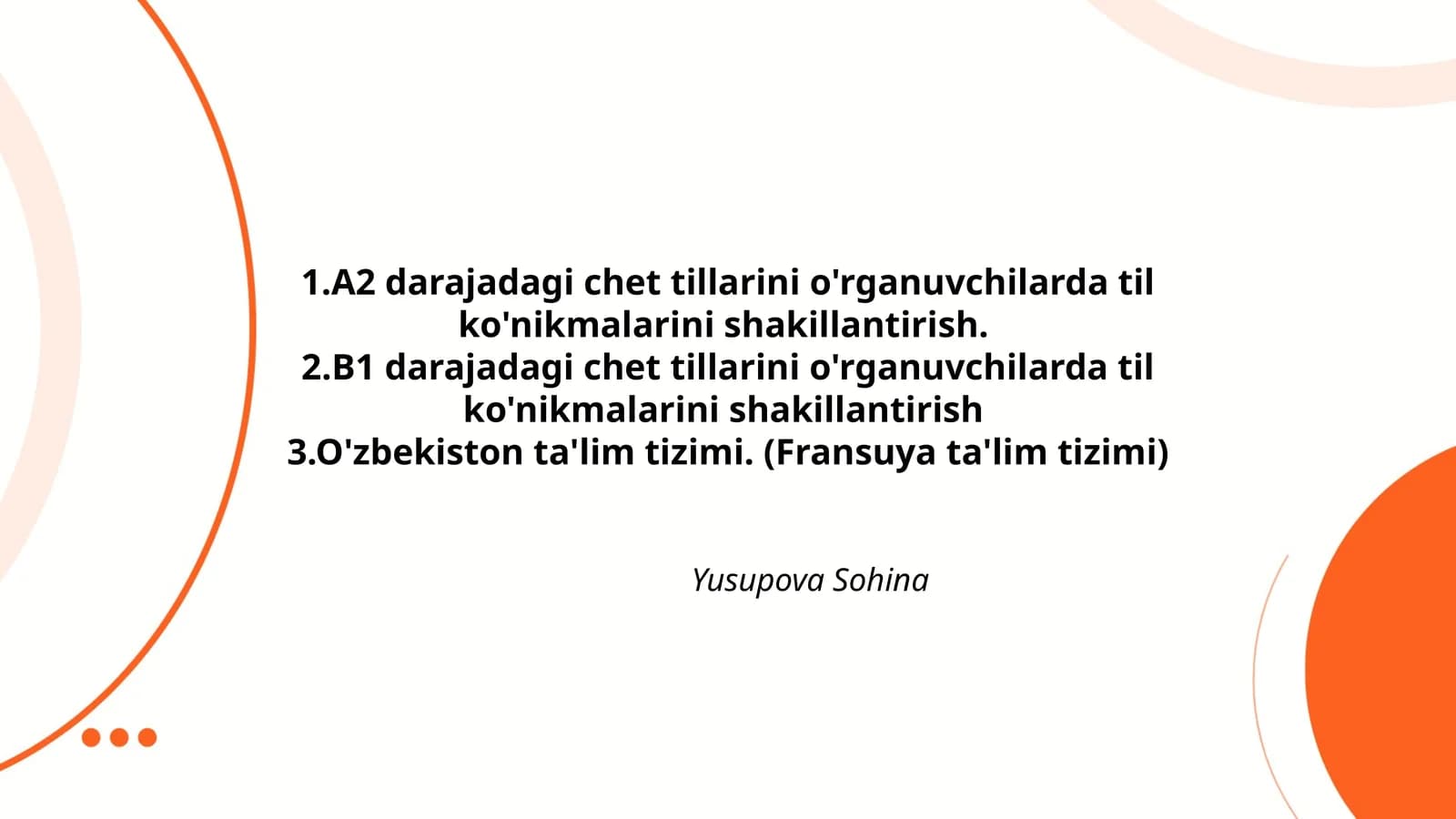 O'zbekiston ta'lim tizimi. (Fransuya ta'lim tizimi)