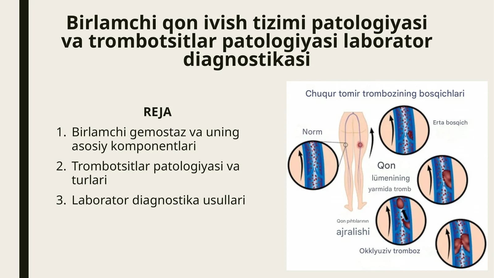 Birlamchi qon ivish tizimi patologiyasi va trombotsitlar patologiyasi laborator diagnostikasi