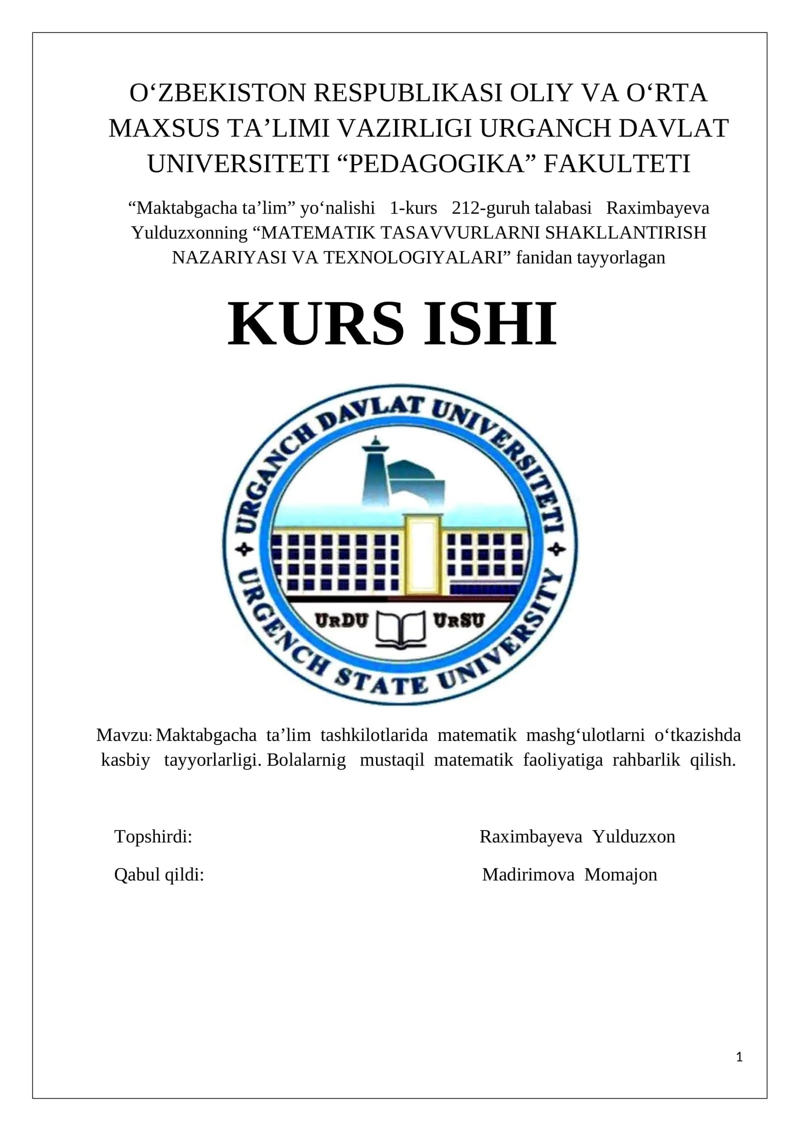 MATЕMATIK TASAVVURLARNI SHAKLLANTIRISH NAZARIYASI VA TEXNOLOGIYALARI