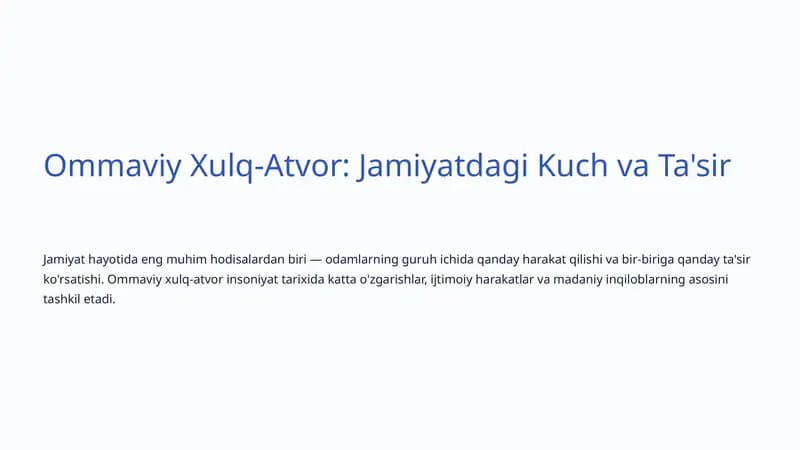 Ommaviy Xulq-Atvor