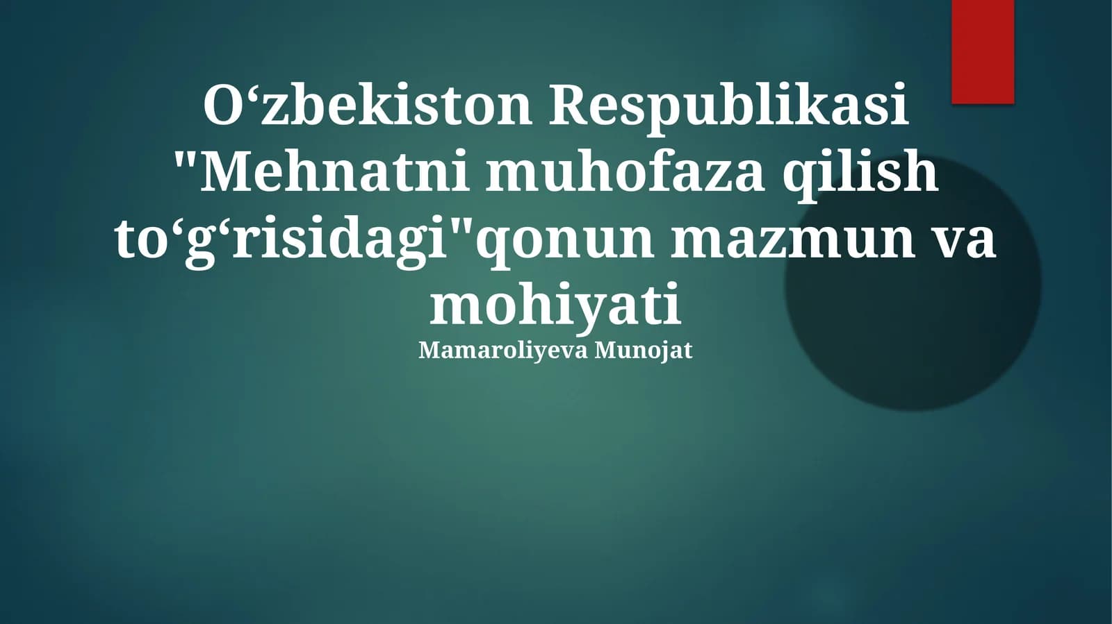 Mehnatni muhofaza qilish to'g'risidagi qonun