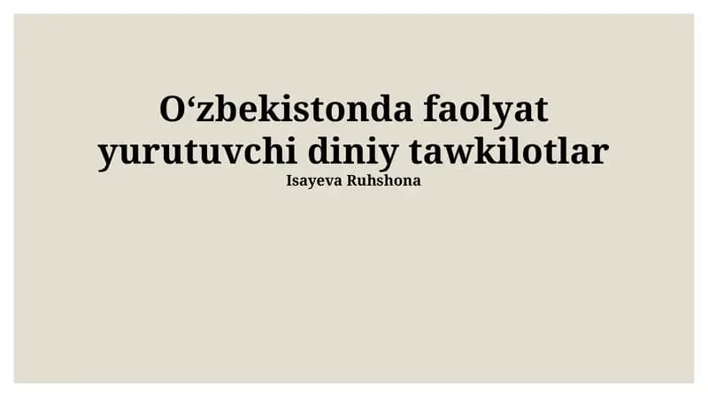 Oʻzbekistonda faoliyat yurutuvchi diniy tawkilotlar