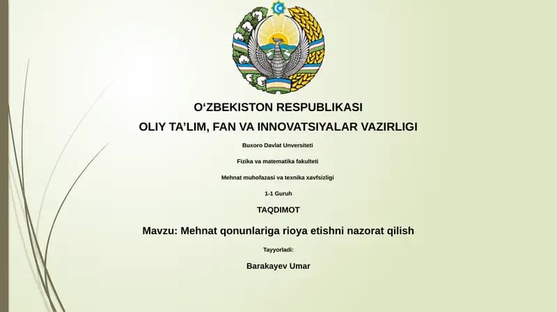 Mehnat qonunlariga rioya etishni nazorat qilish