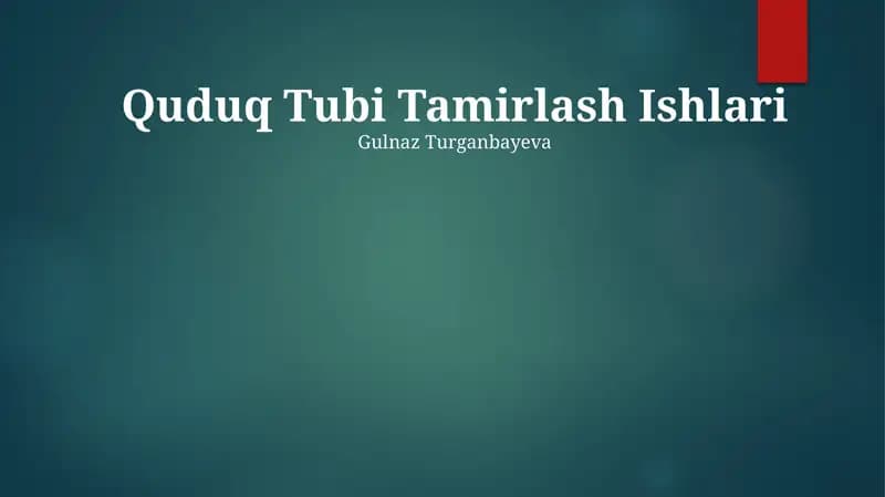 Quduq Tubi Tamirlash Ishlari