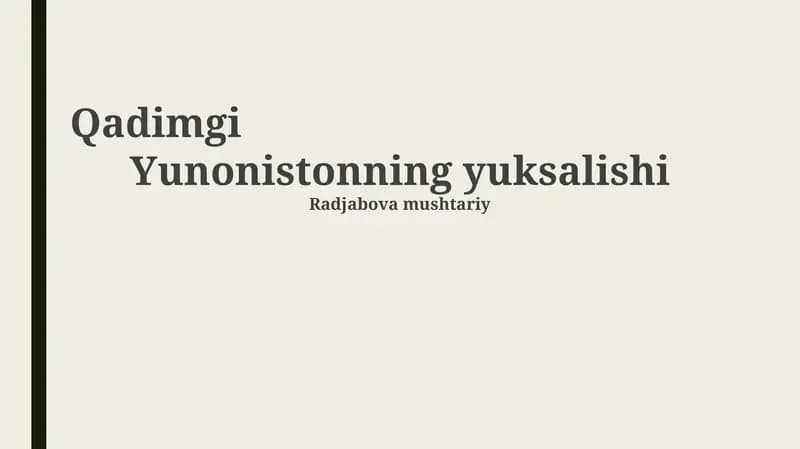 Qadimgi Yunonistonning yuksalishi