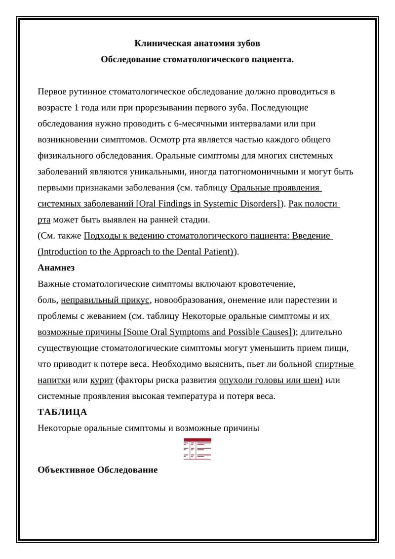 Клиническая анатомия зубов