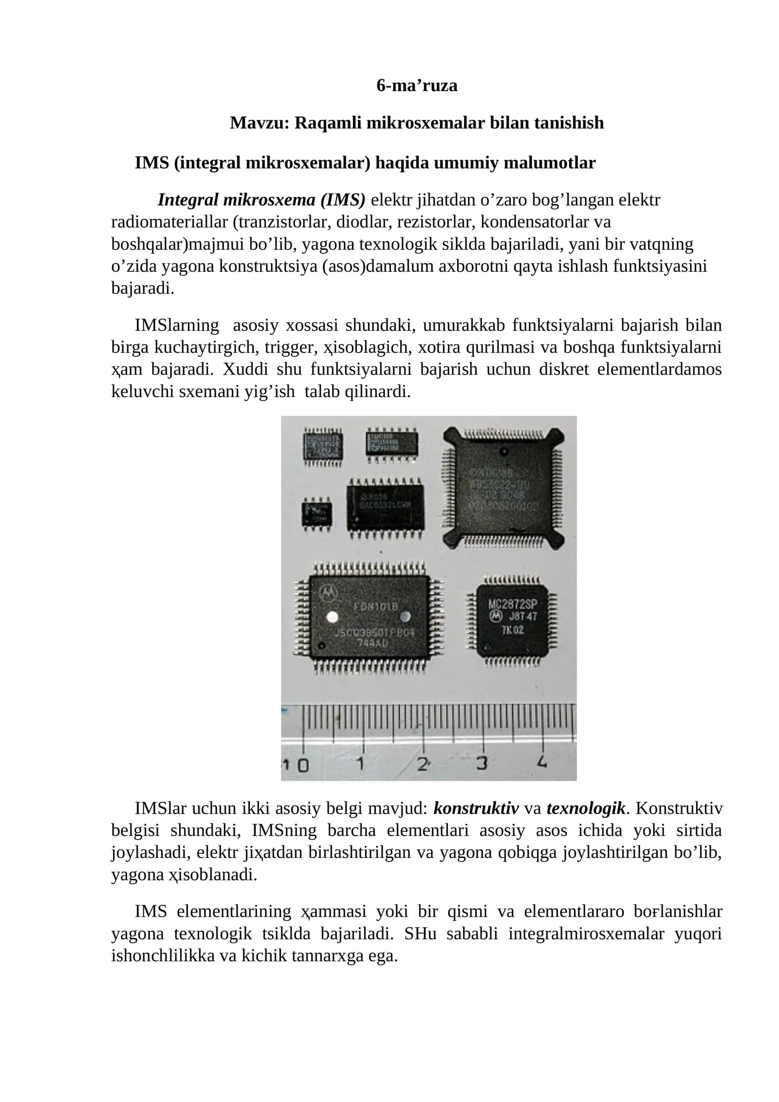 Raqamli mikrosxemalar bilan tanishish