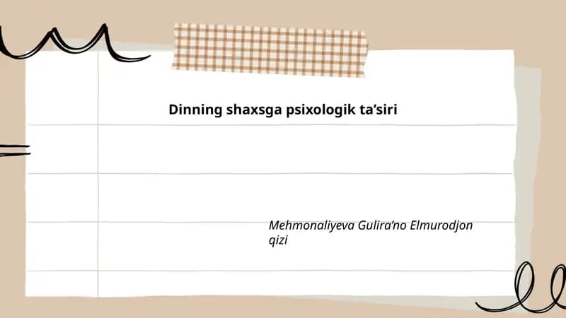Dinning shaxsga psixologik ta’siri