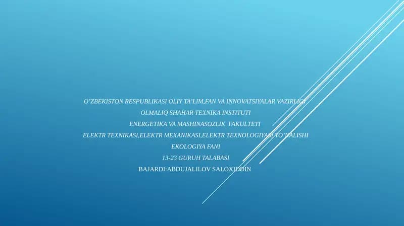 Oqava suvlarni tozalashning ilg’or texnologiyalari