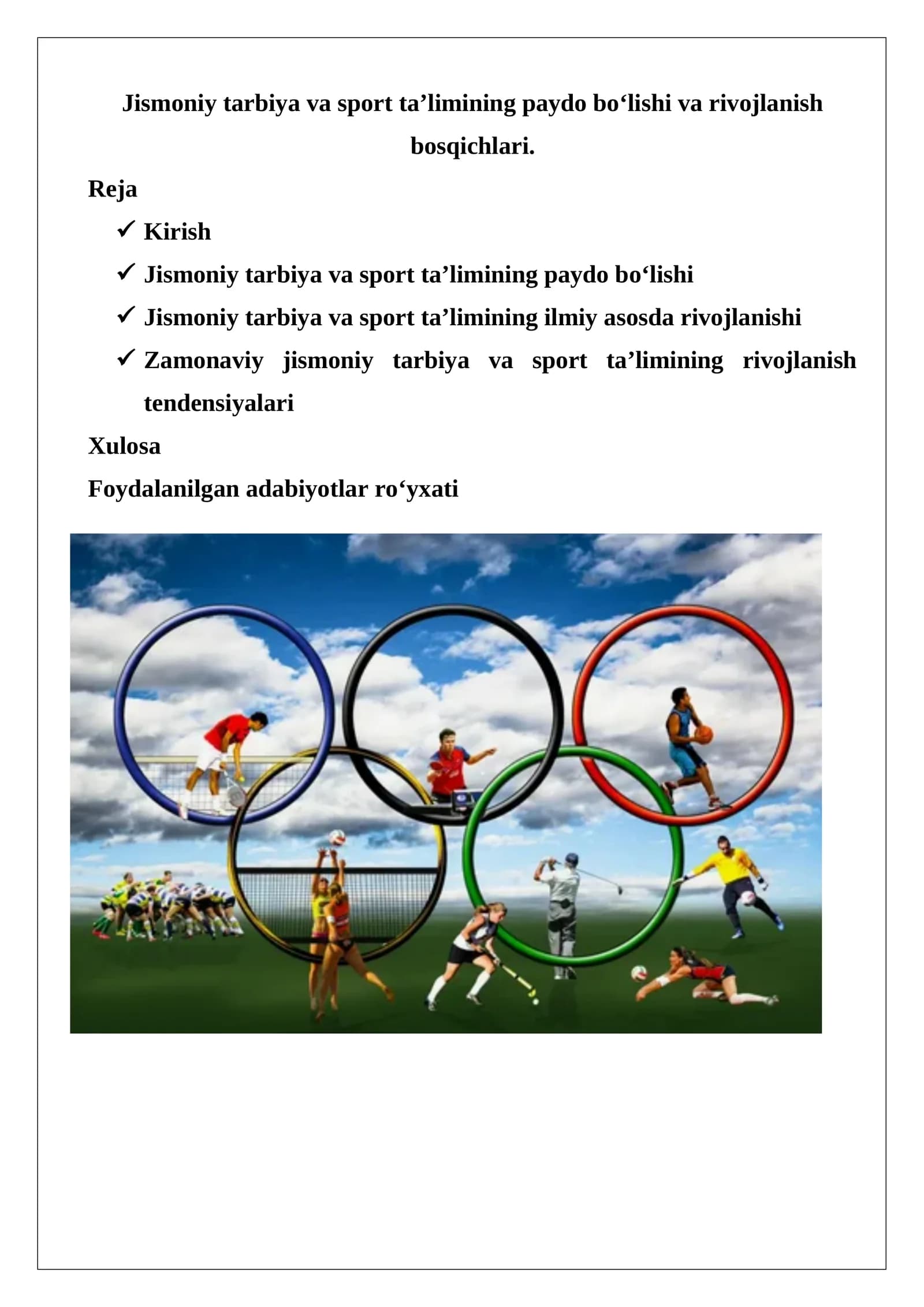Jismoniy tarbiya va sport ta’limining paydo bo‘lishi va rivojlanish bosqichlari