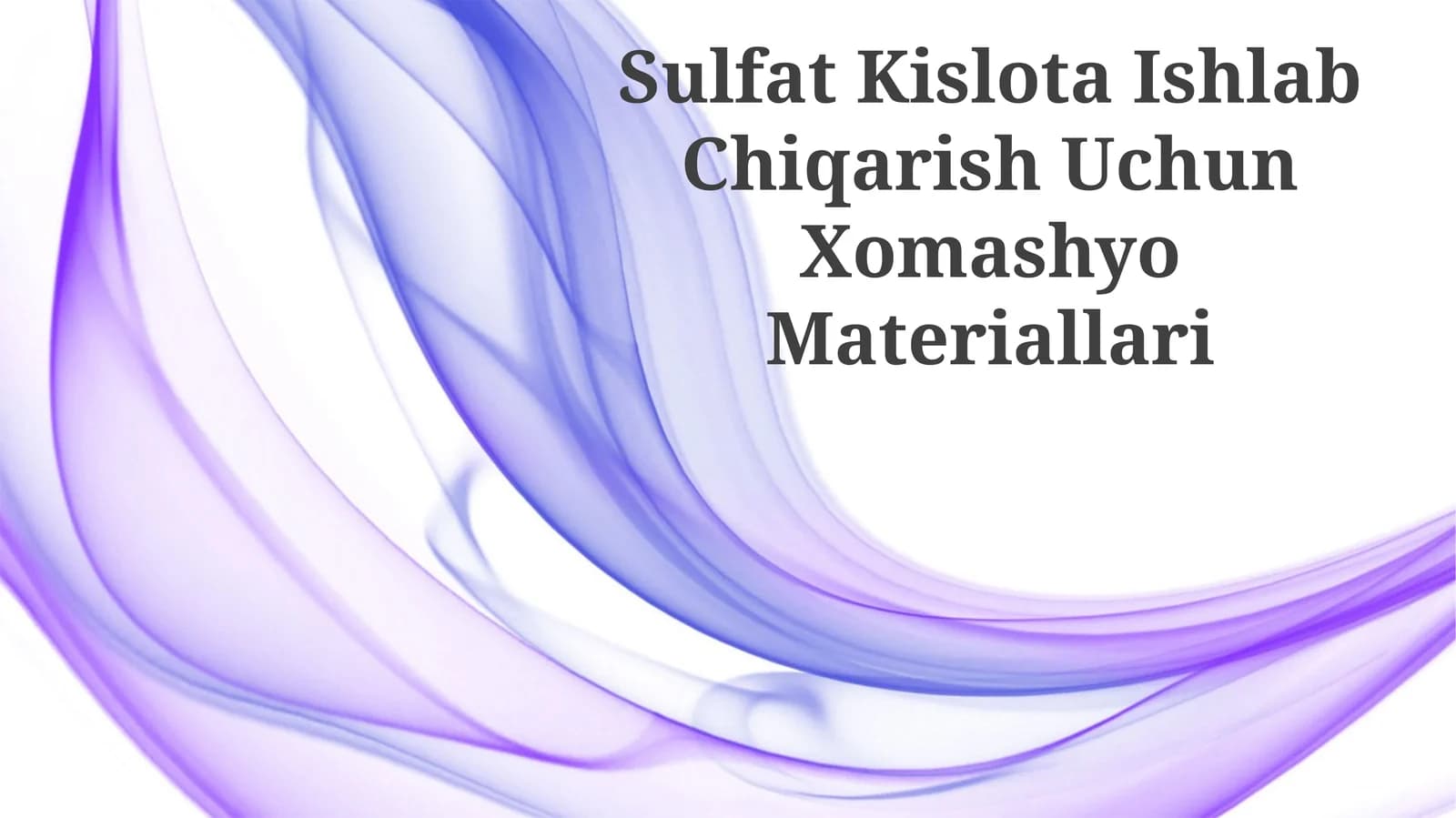 Sulfat Kislota Ishlab Chiqarish Uchun Xomashyo Materiallari