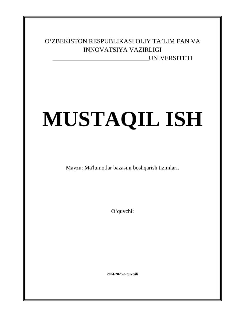 Ma'lumotlar bazasini boshqarish tizimlari