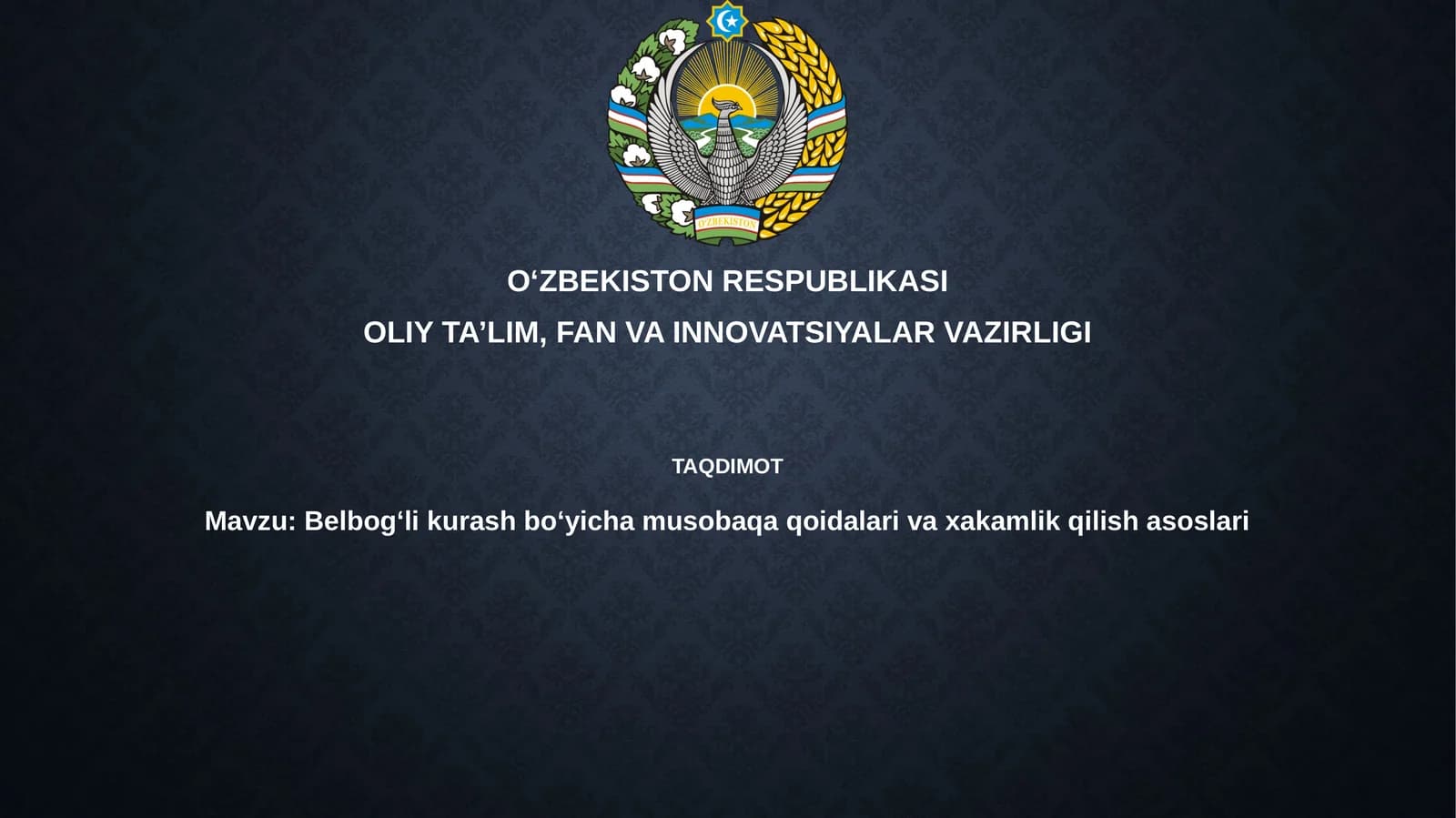 Belbog‘li kurash bo‘yicha musobaqa qoidalari va hakamlik qilish asoslari