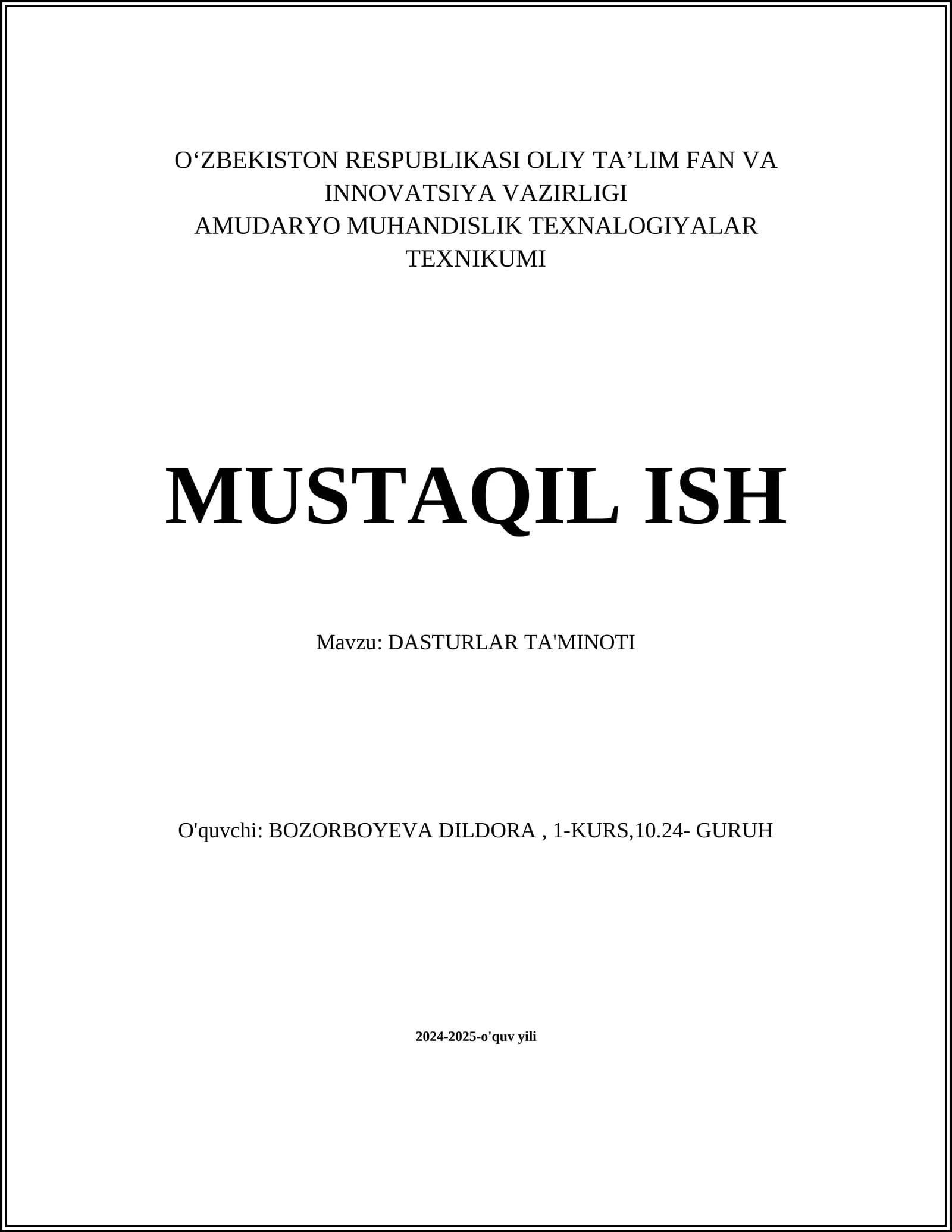 Dasturlar ta'minoti