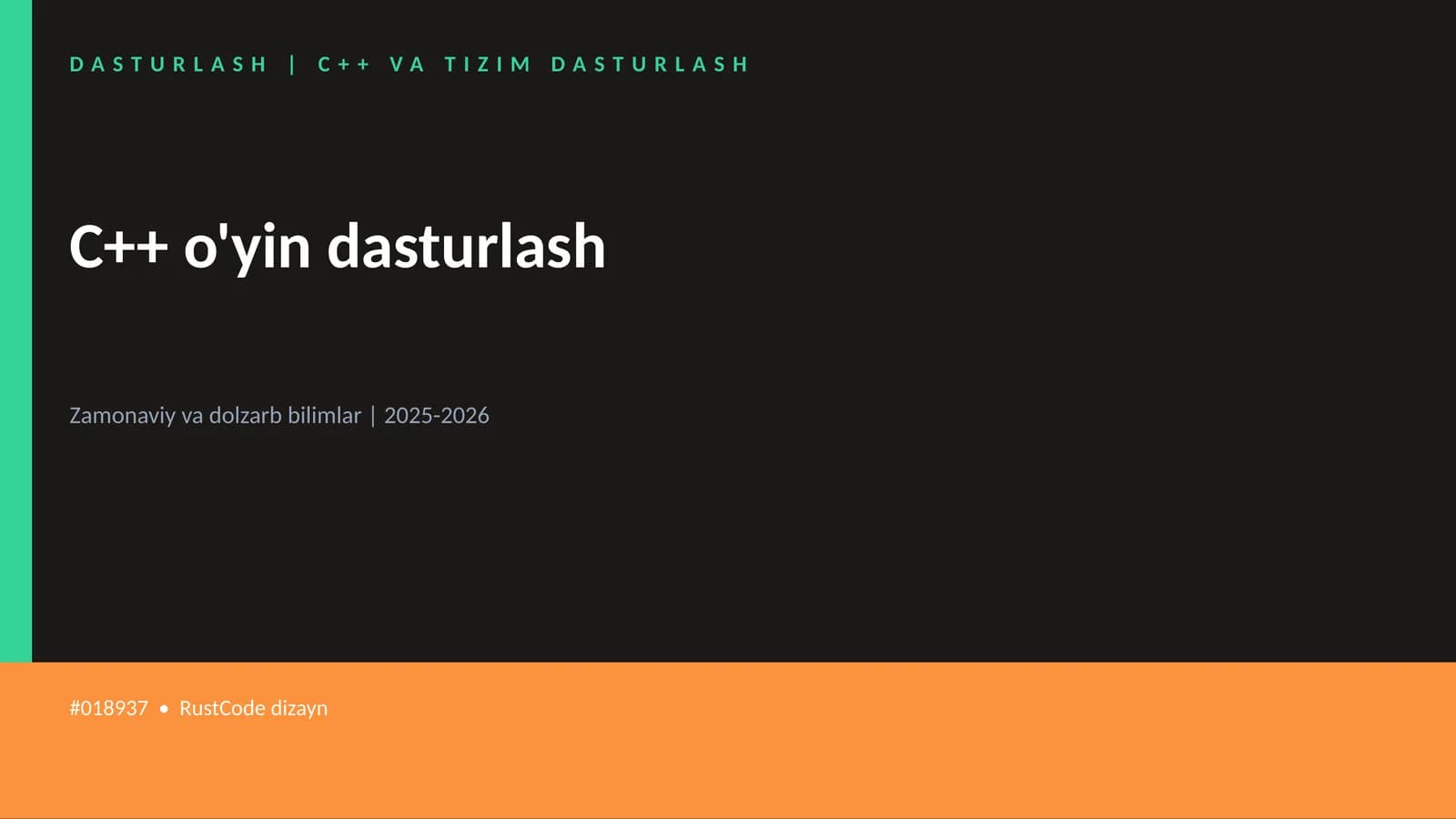 C++ VA TIZIM DASTURLASH