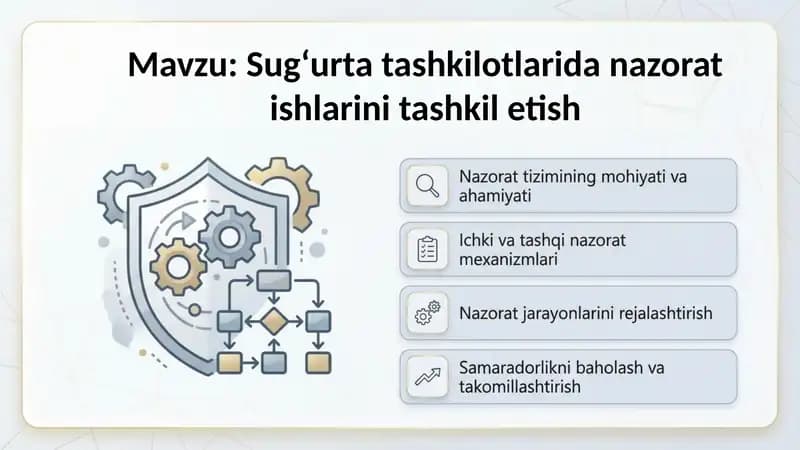 Sugʻurta tashkilotlarida nazorat ishlarini tashkil etish