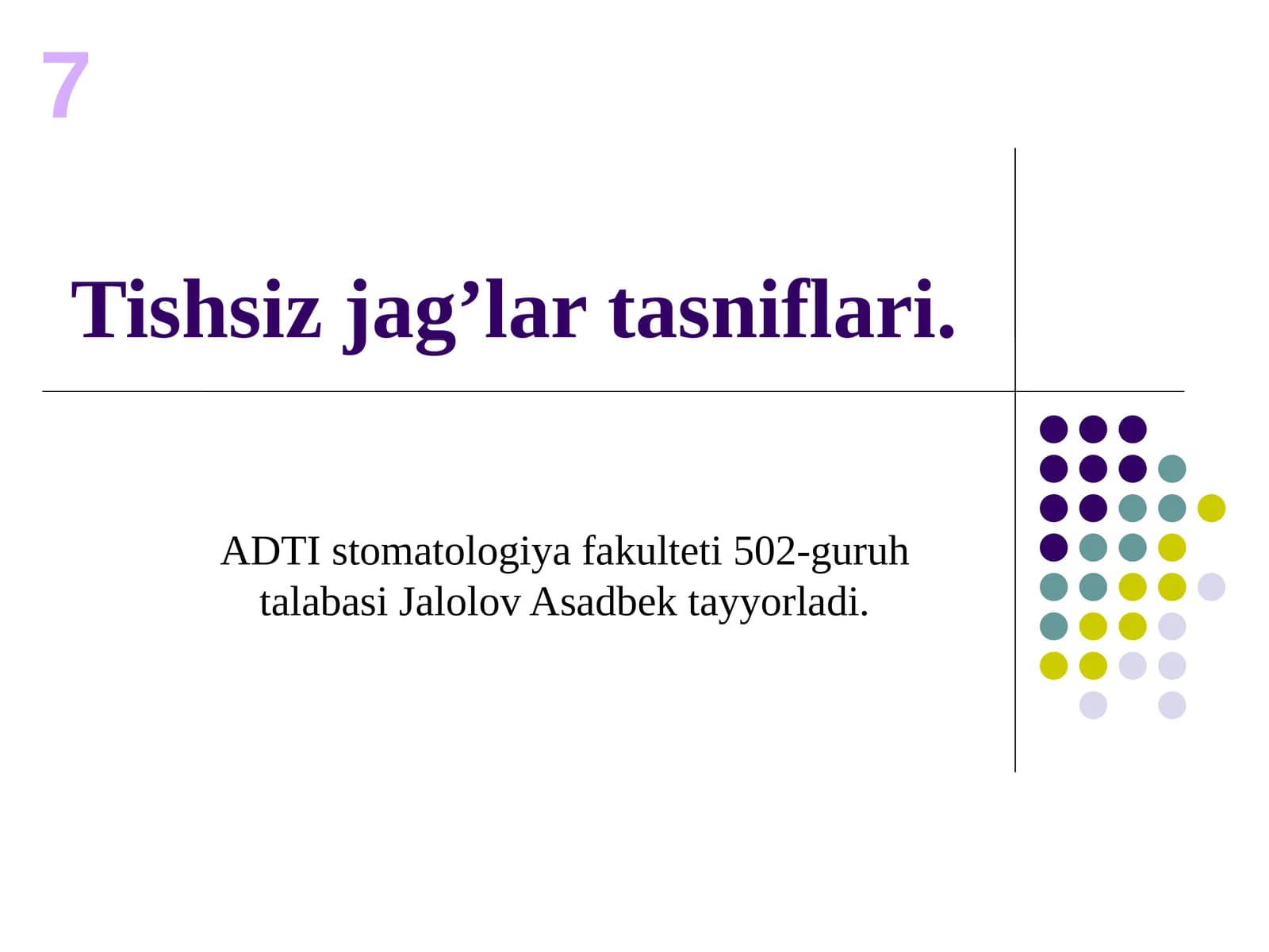 Tishsiz jag’lar tasniflari.