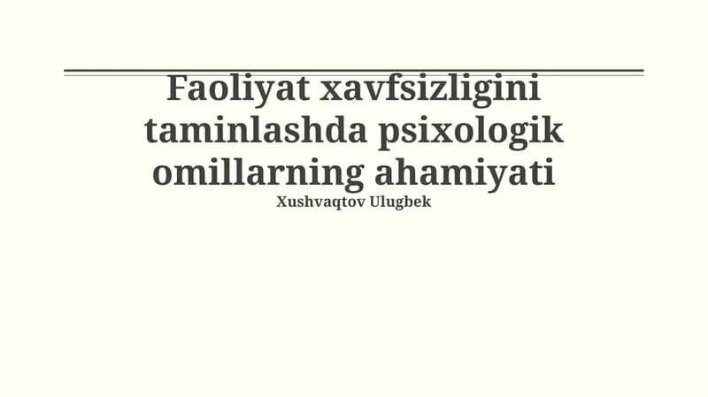 Xavfsizlik madaniyatini shakllantirish