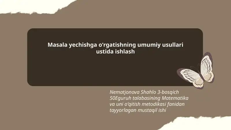 Matematika va uni oʻqitish metodikasi