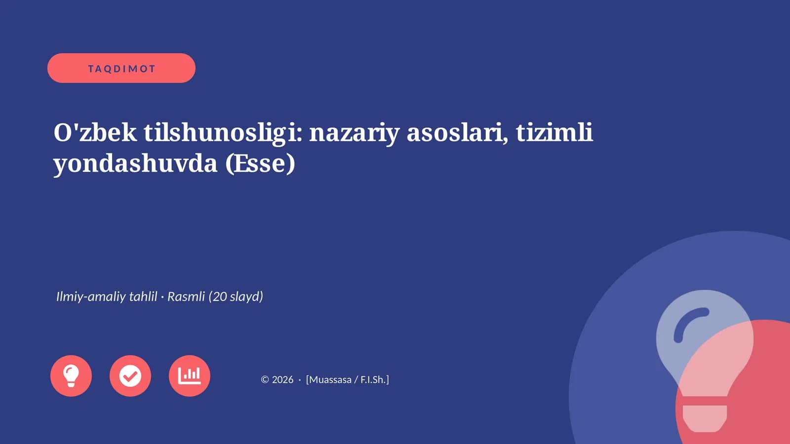 O'zbek tilshunosligi: nazariy asoslari, tizimli yondashuvda (Esse)