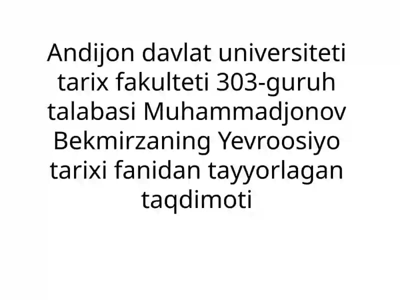 Muhammadjonov Bekmirza Yevroosiyot tarixi