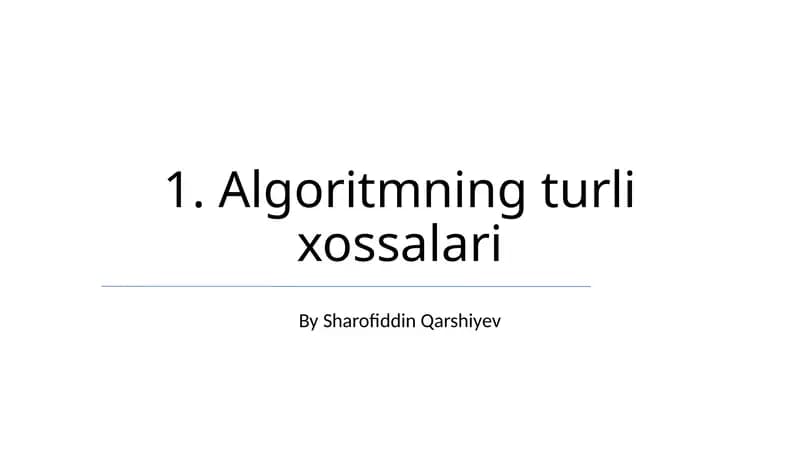 Algoritmning turli xossalari