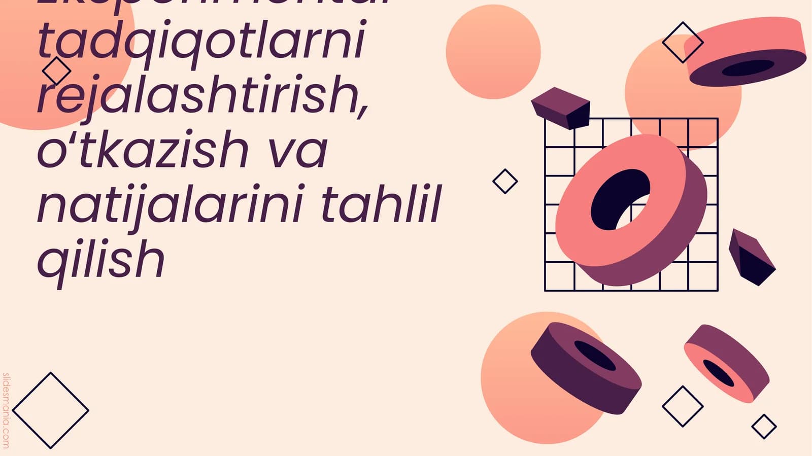Eksperimental tadqiqotlarni rejalashtirish, oʻtkazish va natijalarini tahlil qilish