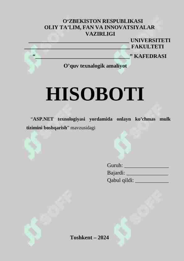 ASP.NET texnologiyasi yordamida onlayn ko’chmas mulk tizimini boshqarish