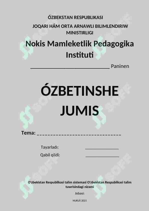 O'zbekistan Respublikasi talim sistemasi O'zbekistan Respublikasi talim tuwrisindagi nizami