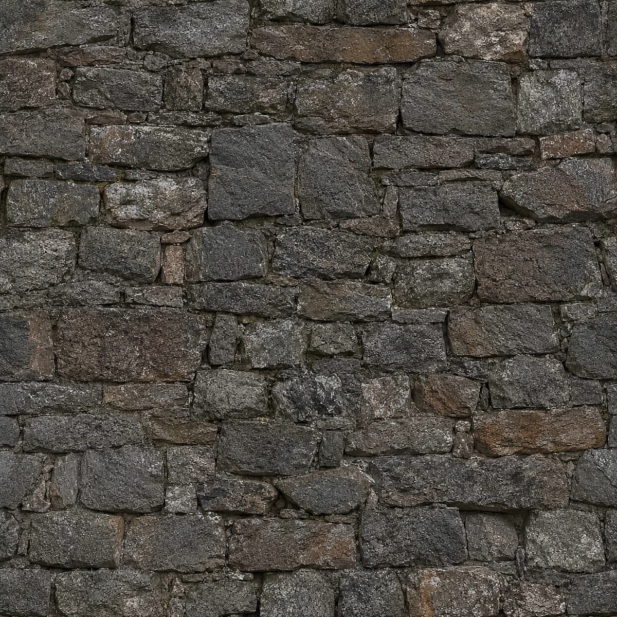 Realistik o'rta asr tosh devori teksturasi (PBR Texture Pack) - 4K