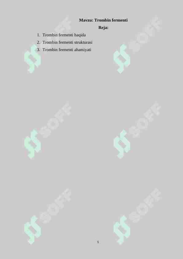 Trombin fermenti
