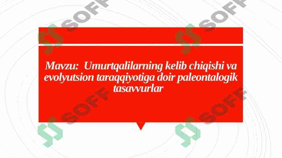 Umurtqalilarning kelib chiqishi va evolyutsion taraqqiyotiga doir paleontalogik tasavvurlar