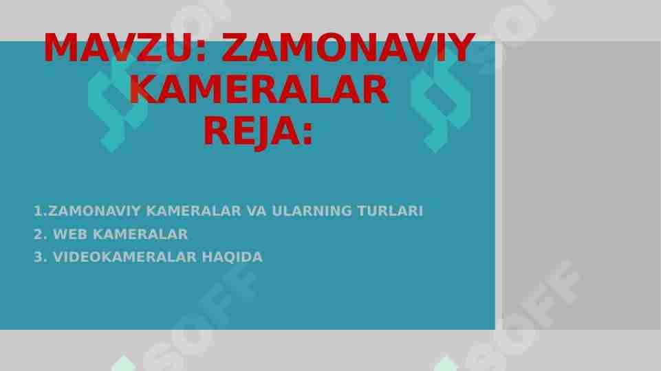 ZAMONAVIY KAMERALAR