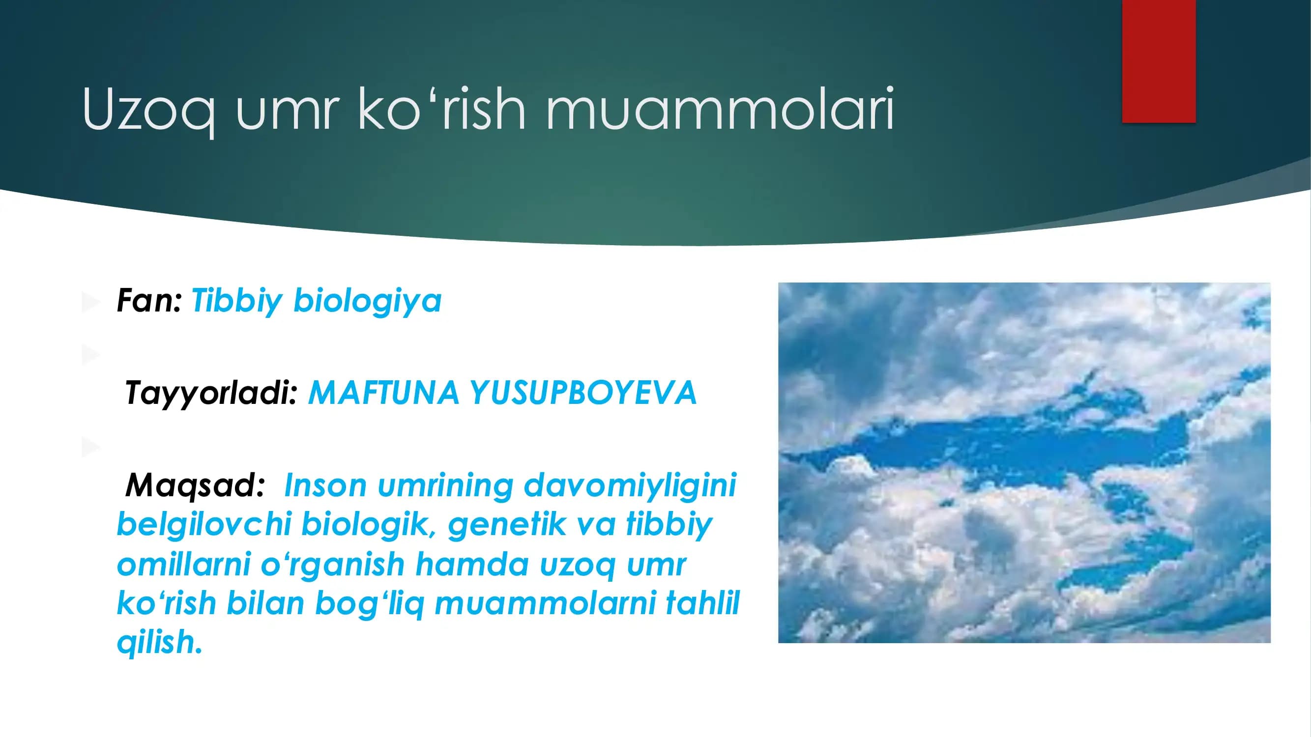Uzoq umr koʻrish muammolari.Taqdimot.Prezentatsiya.